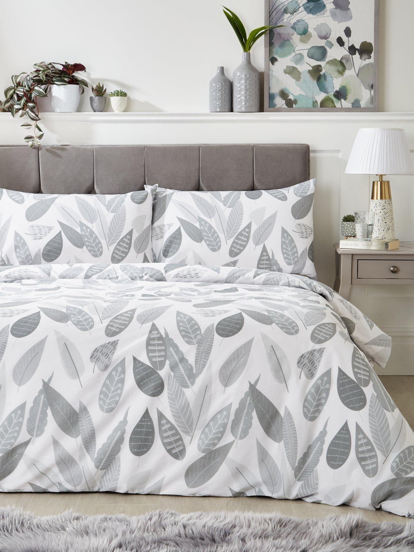 Product photograph of Everyday Scandi Floral Duvet Cover Set In Grey from very.co.uk