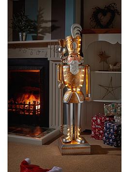 Product photograph of Three Kings 120 Cm Lit Giant Nutcracker - Gold Silver from very.co.uk