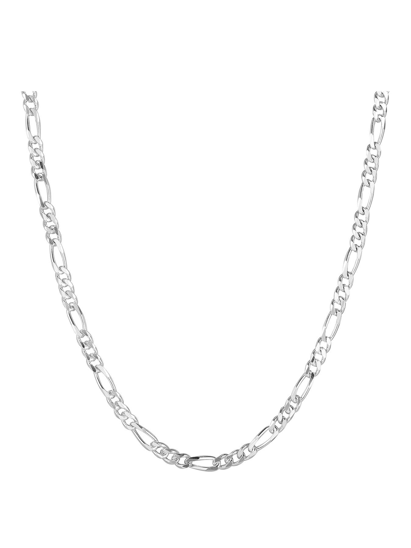 The Love Collection Sterling Silver 18+2 inch Adjustable Men's Figaro Chain Necklace