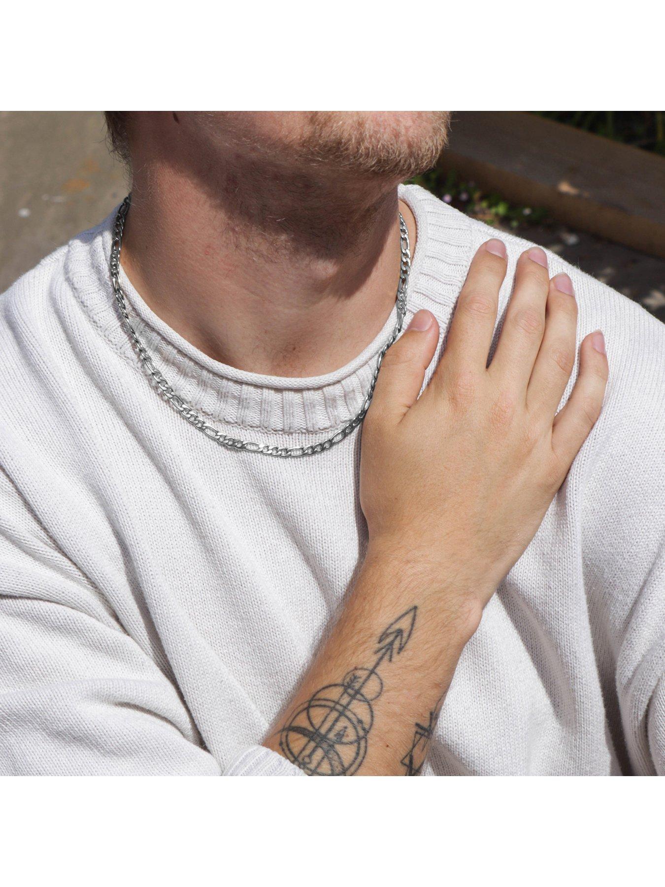 Image 3 of 4 of The Love Collection Sterling Silver 18+2 inch Adjustable Men's Figaro Chain Necklace