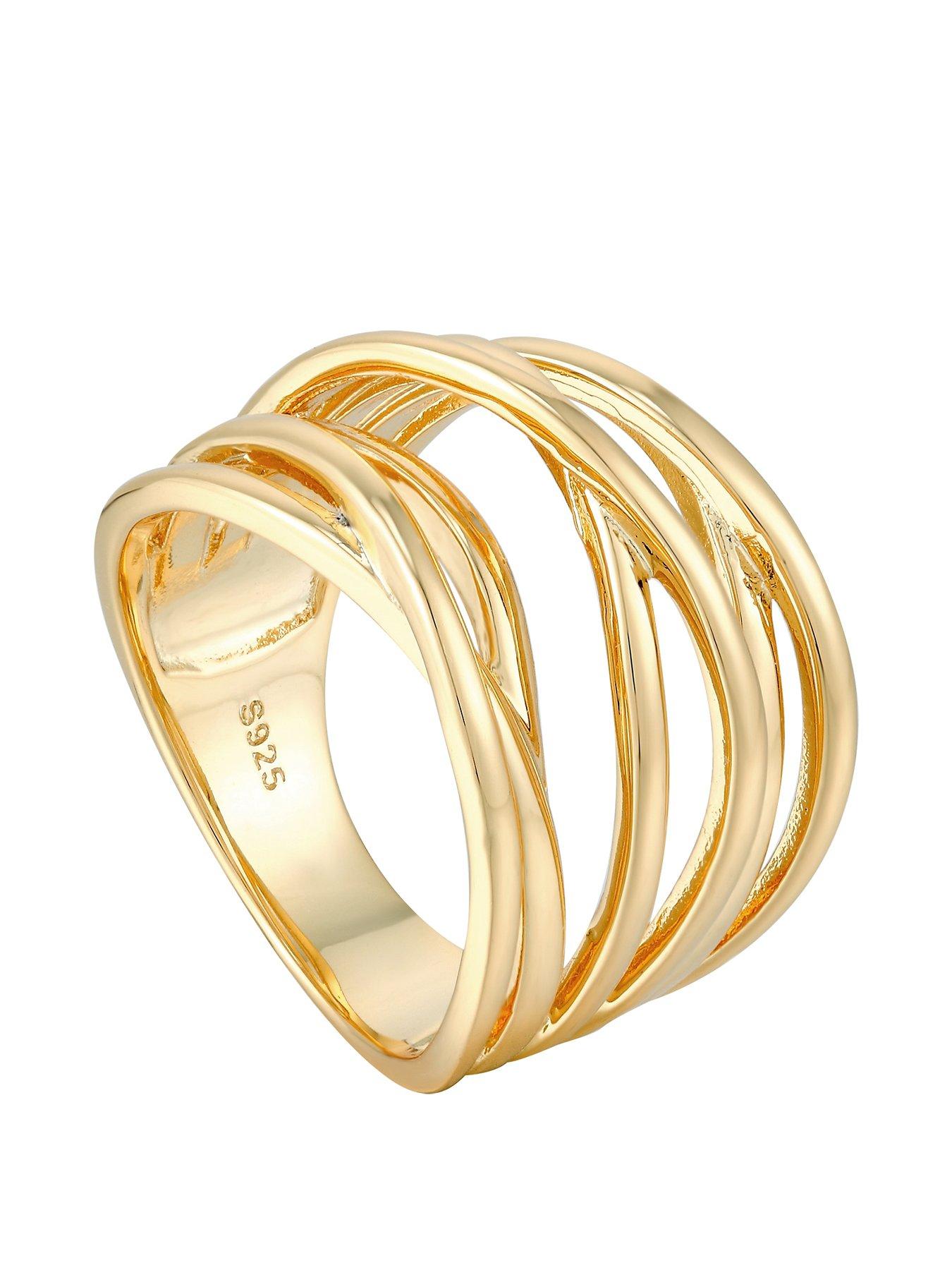 undefined 18ct gold plated sterling silver multi-band ring