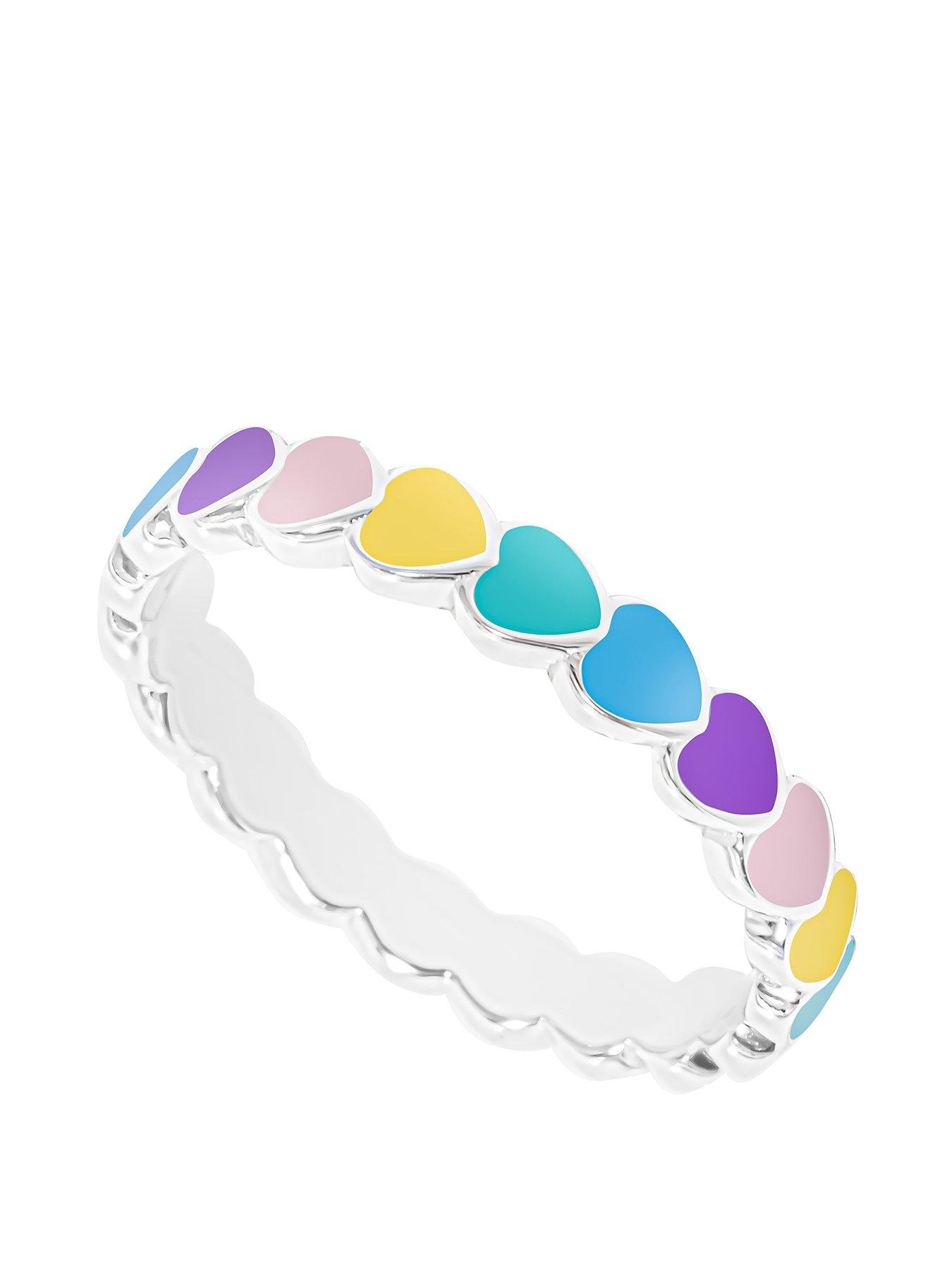 undefined Sterling Silver Multi-Coloured Heart Enamel Ring