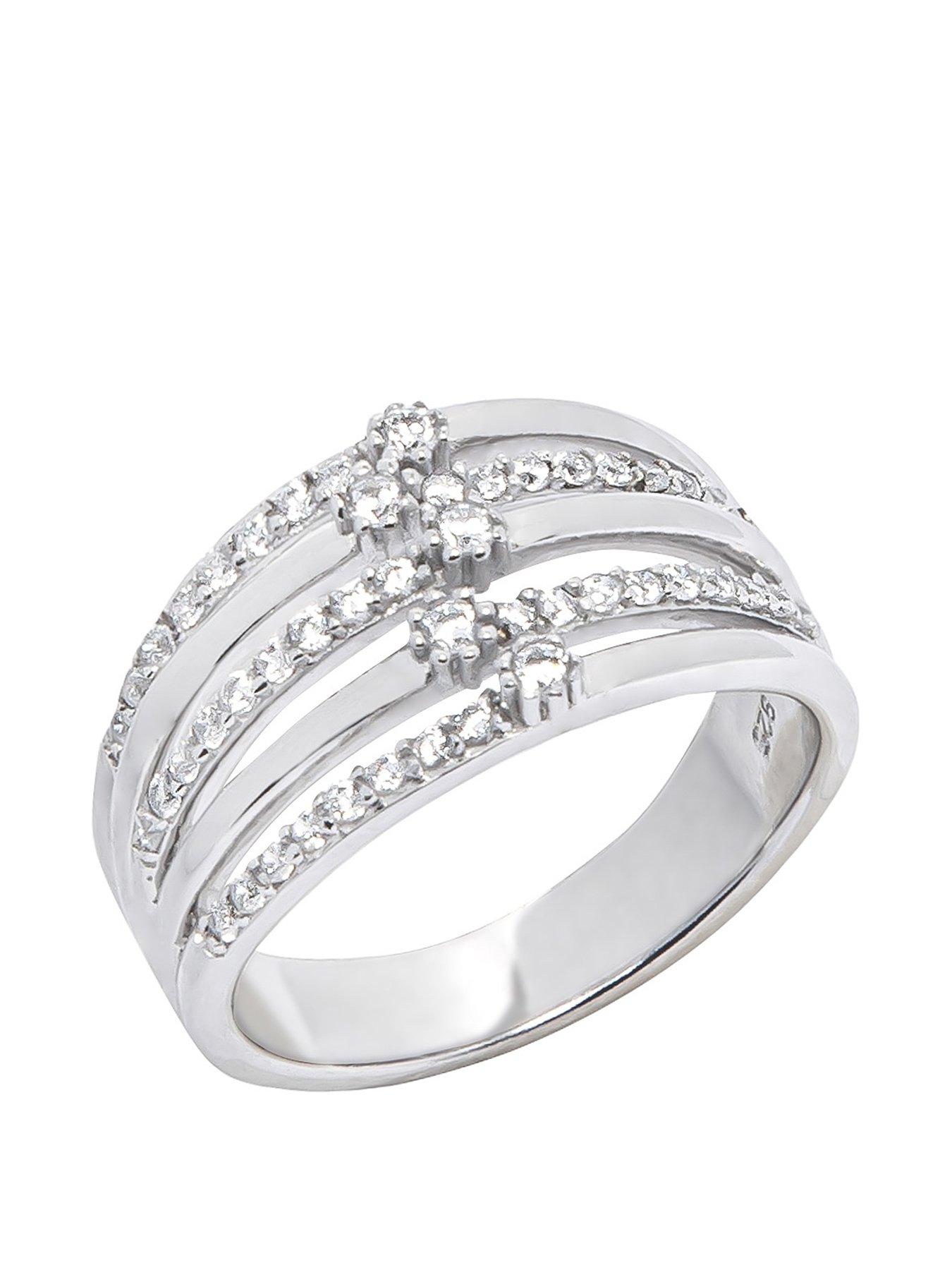 Silver and cubic sale zirconia rings