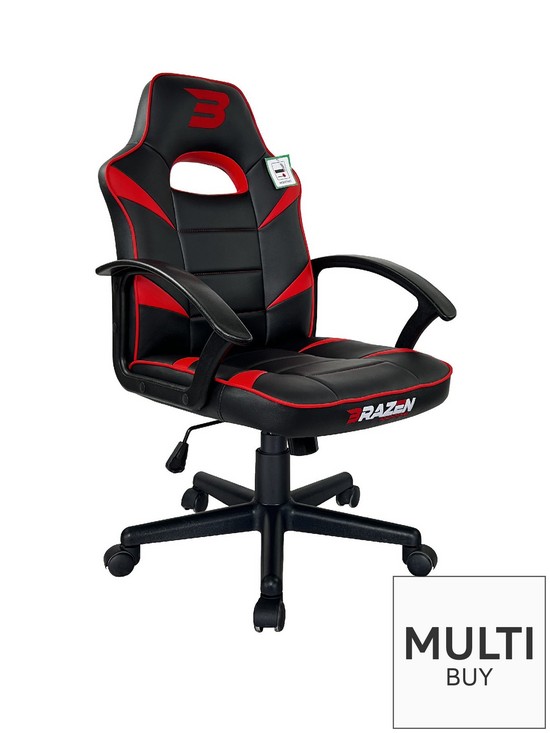 front image of brazen-valor-mid-back-pc-gaming-chair-red