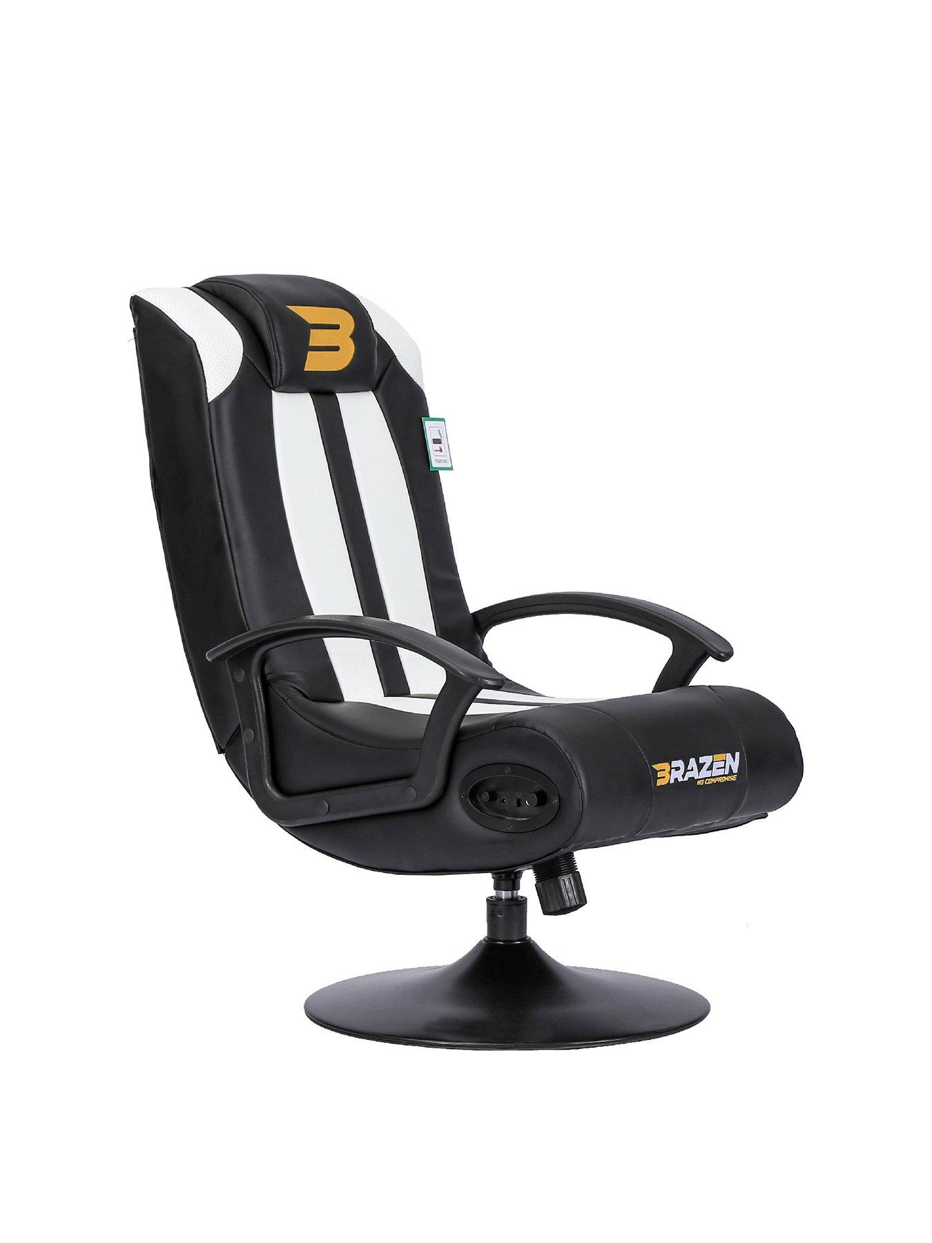 Product photograph of Brazen Stag 2 1 Bluetooth Surround Sound Gaming Chair - White from very.co.uk