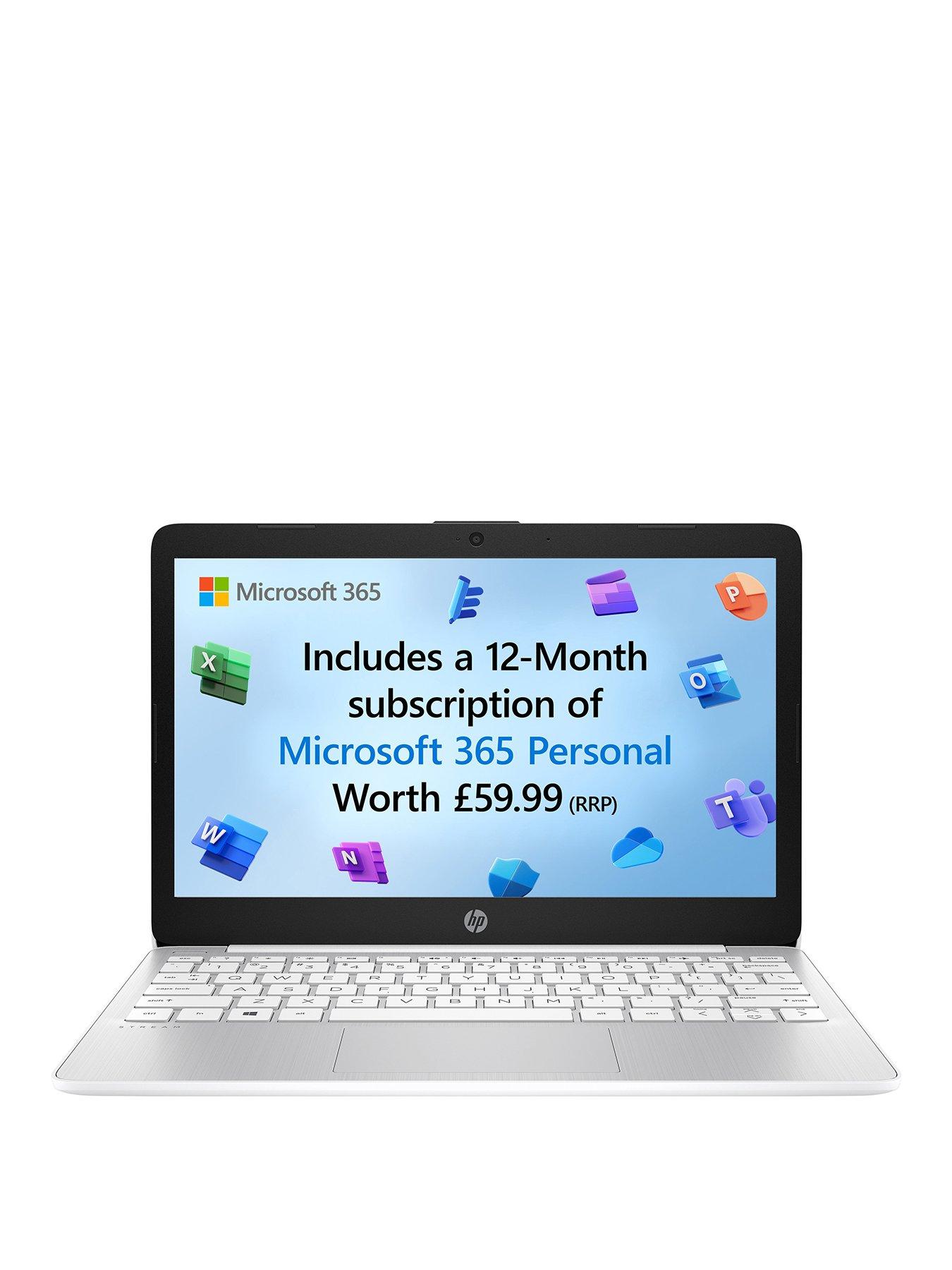 Image 1 of 7 of HP Stream 11-ak0027na 11-inch&nbsp;Laptop -&nbsp;Intel Celeron N4120, 4GB RAM, 64GB SSD, Microsoft&nbsp;365 Personal (12 Months) Included, with&nbsp;Optional Norton 360&nbsp;- White