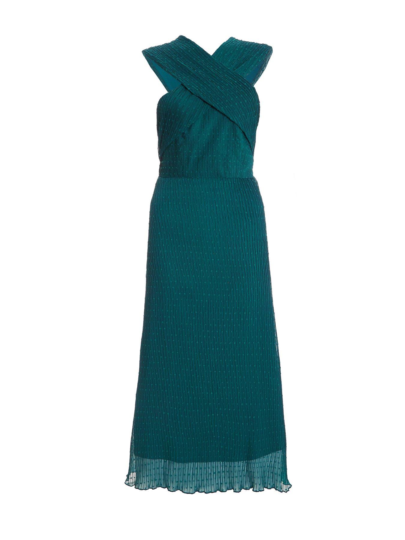 Quiz Chiffon Crinkle Halter Neck Midi Dress | Very
