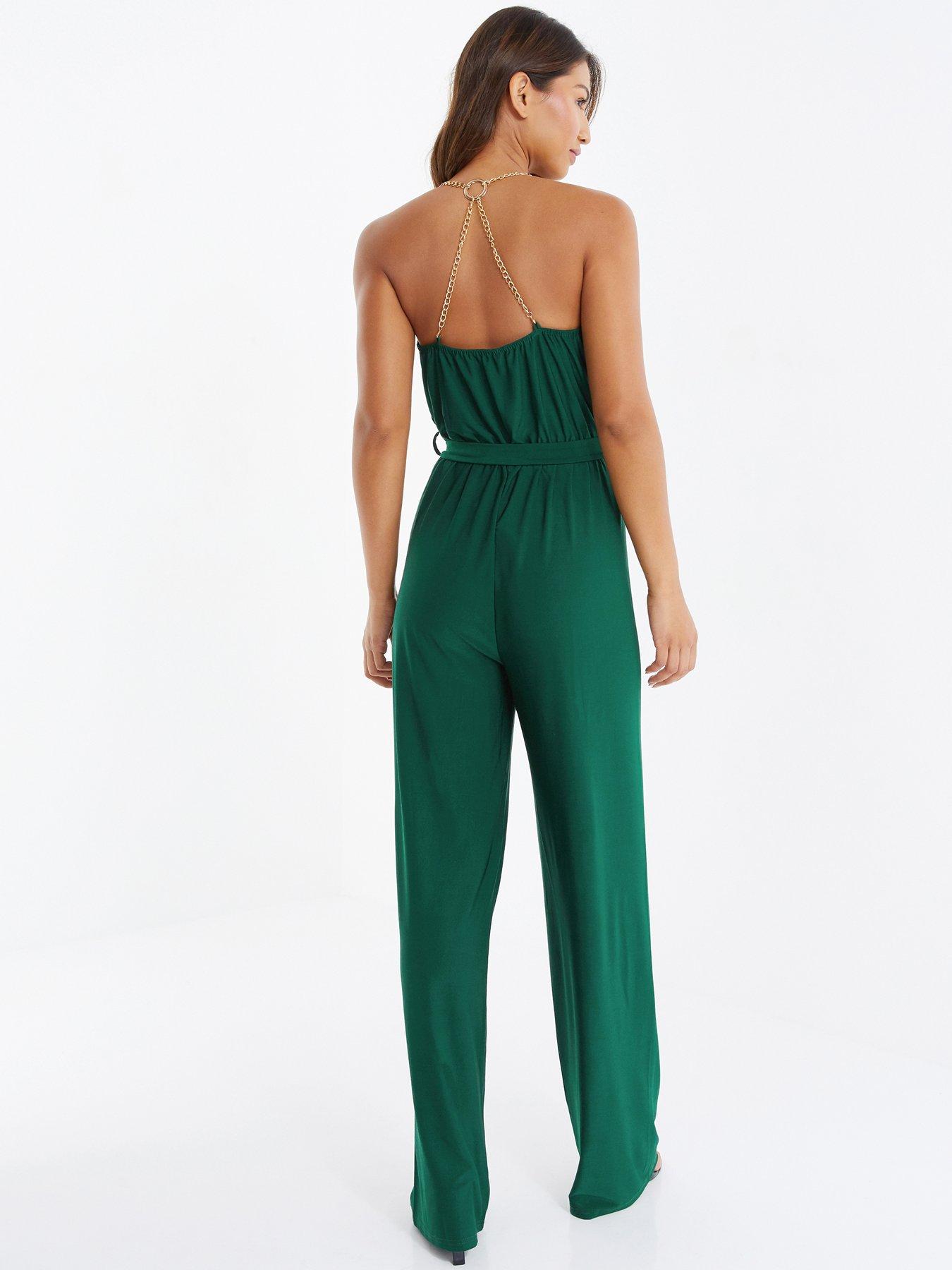 Quiz green floral store jumpsuit