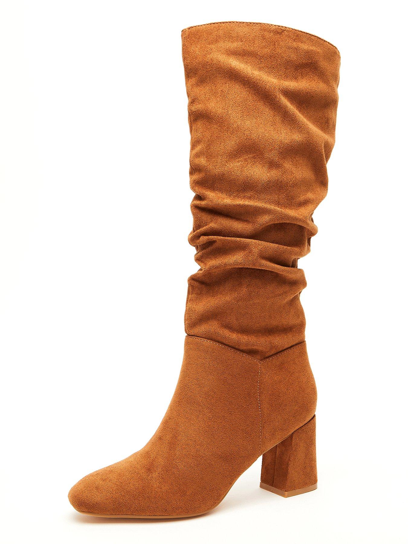 Ruched heeled clearance boots