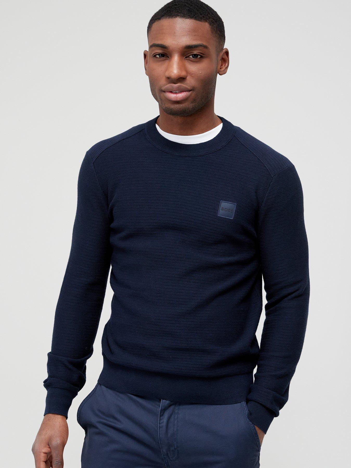 BOSS Anion Crew Neck Jumper Dark Blue Very