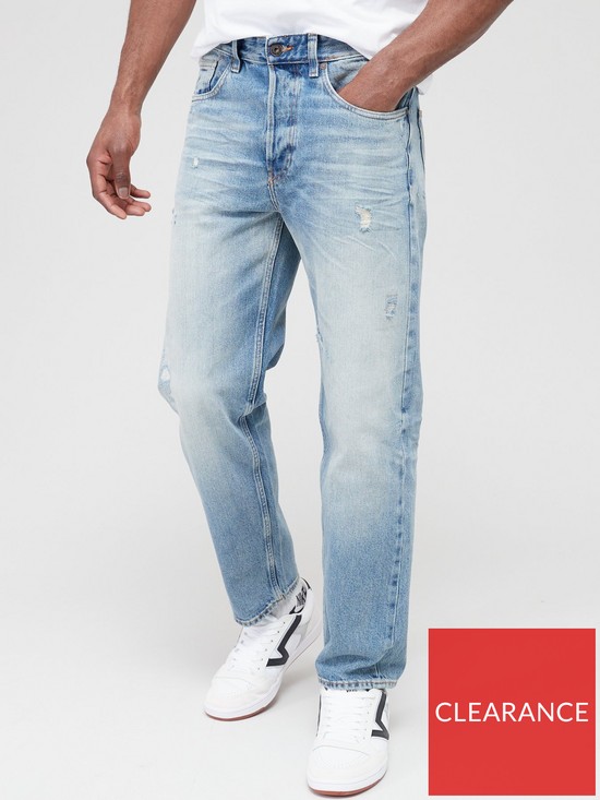 front image of boss-relaxed-tapered-fit-jeans--nbspblue