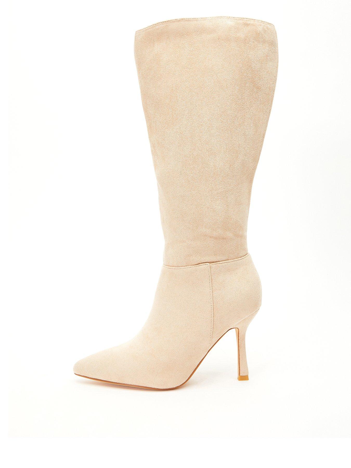 Cream knee hotsell high boots uk