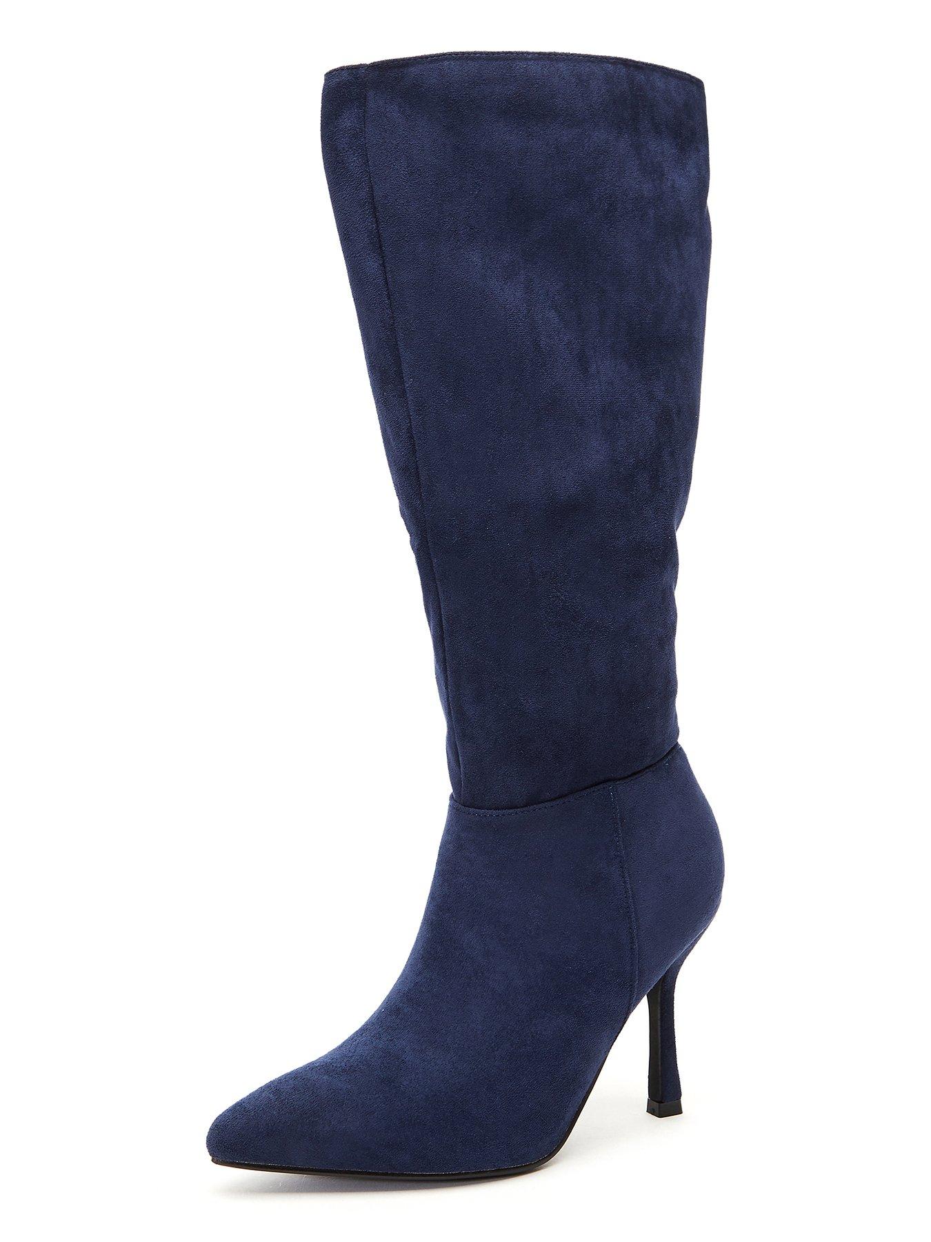 Navy blue knee cheap high boots uk