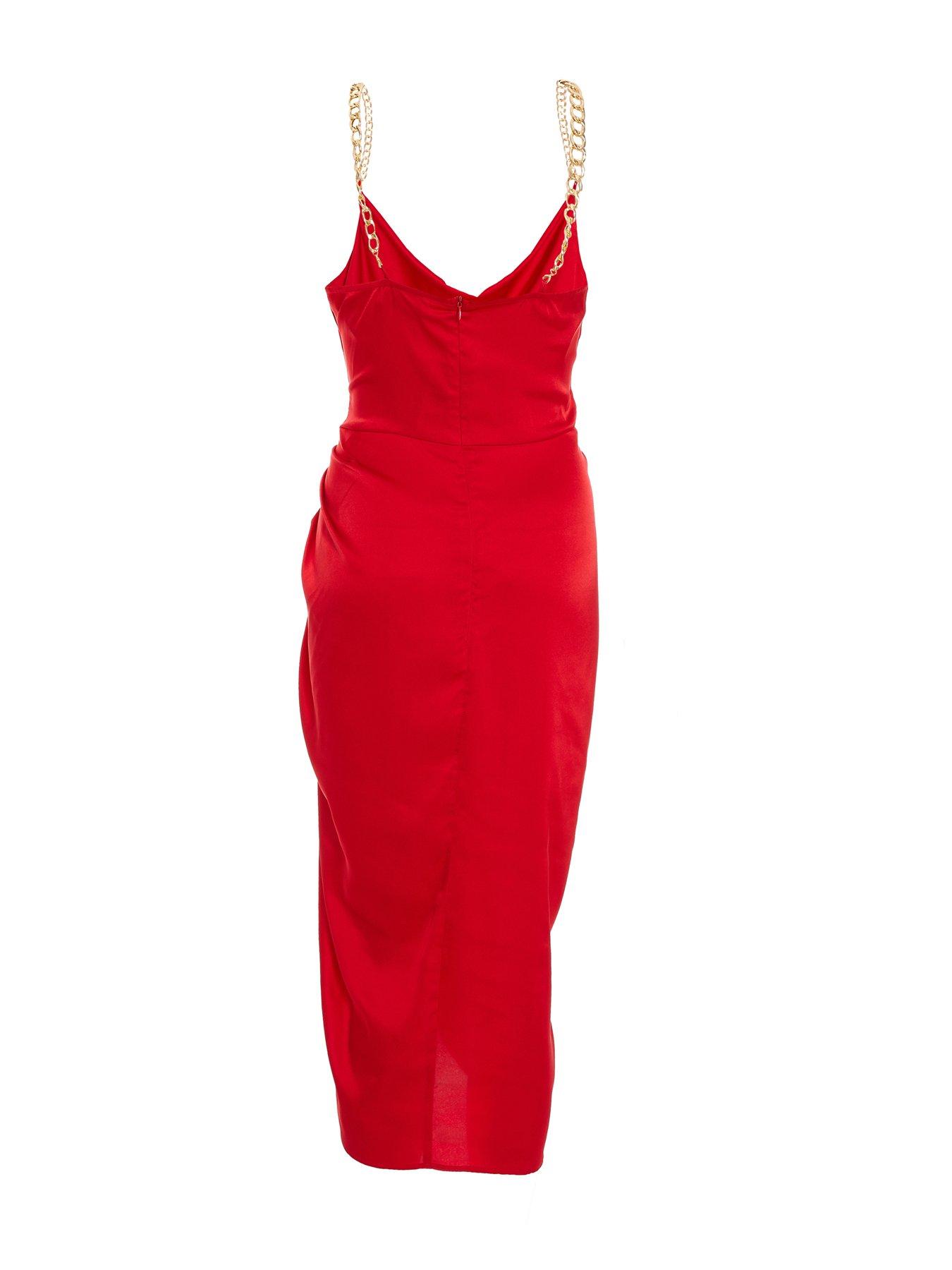 quiz satin cowl neck dress Quiz Satin Cowl Neck Maxi Dress With Floral Trim In Champagne - 30% Off