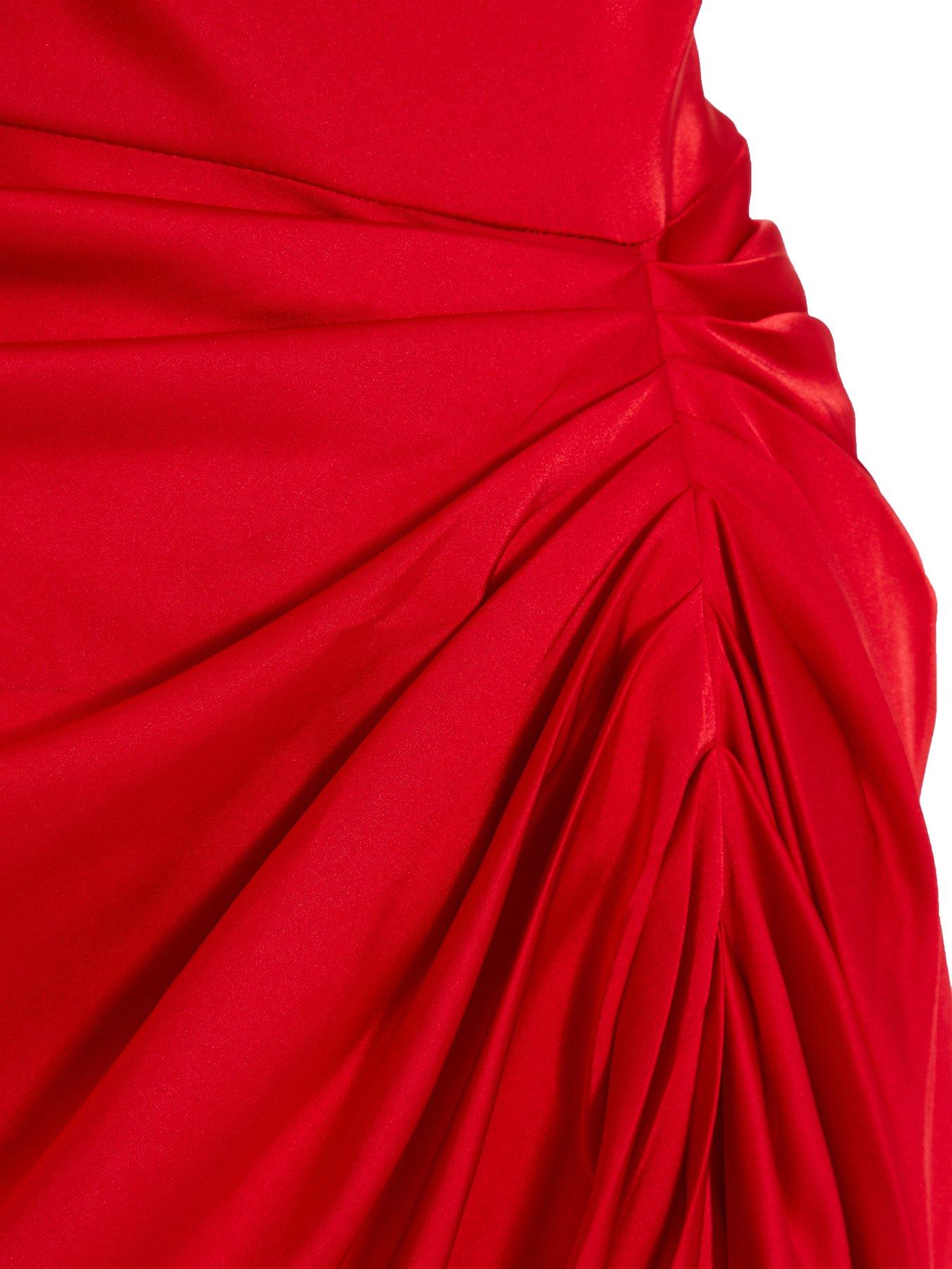 Satin Cowl Neck Dress in Red