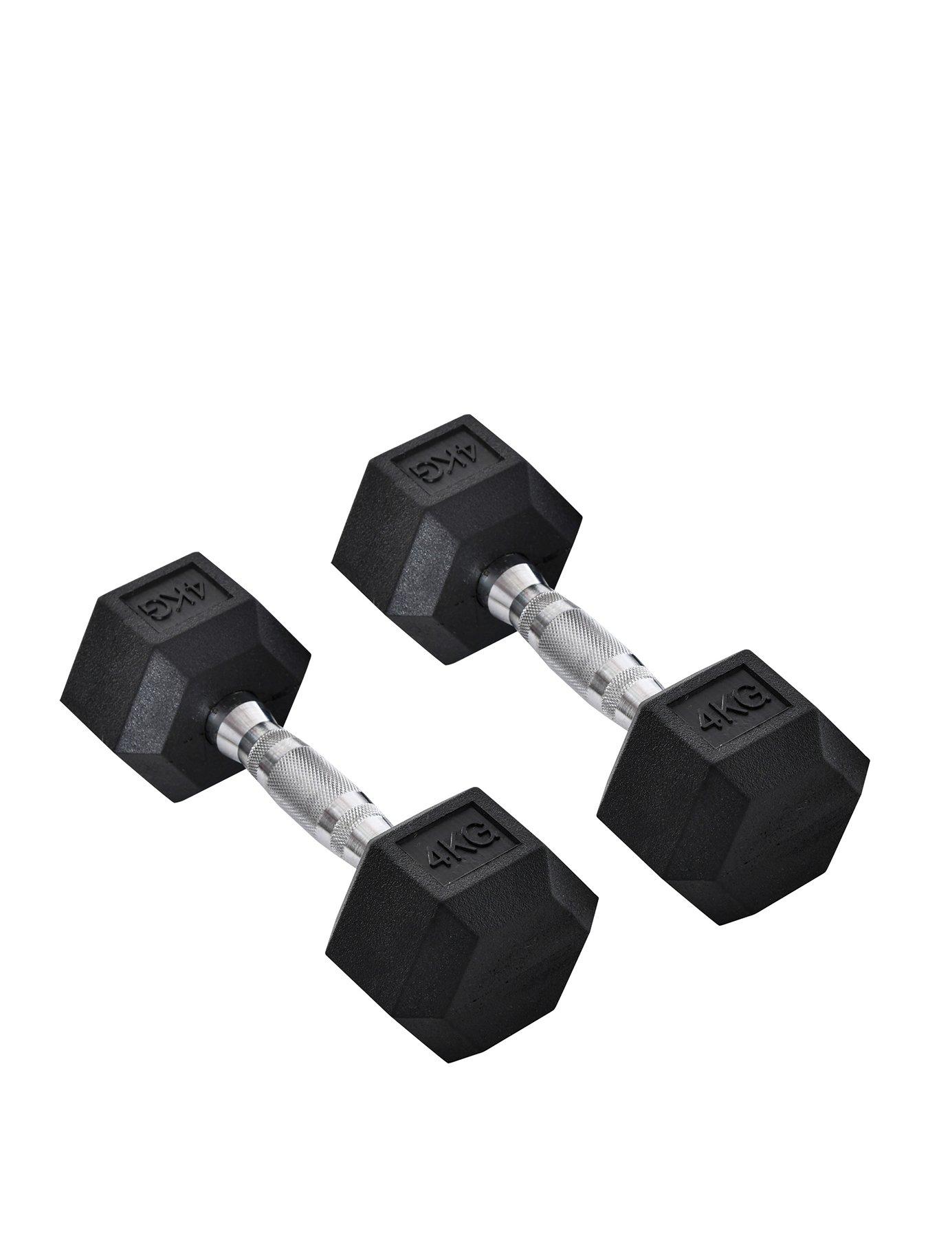 undefined 2 x 4kg Rubber Dumbbell Sports Hex Weights Sets Home Gym Fitness Dumbbell Kit