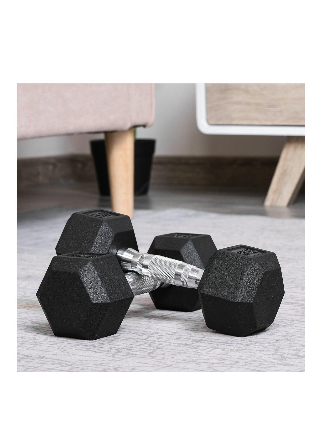 Homcom 2 x 4kg Rubber Dumbbell Sports Hex Weights Sets Home Gym Fitness Dumbbell Kit Very