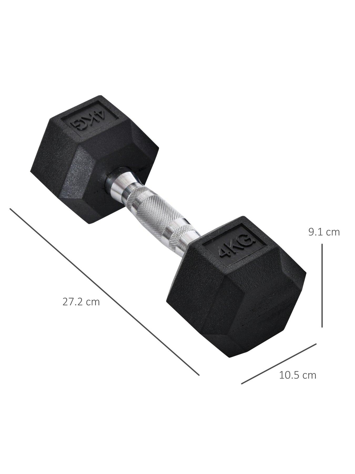 Image 3 of 7 of Homcom 2 x&nbsp;4kg Rubber Dumbbell Sports Hex Weights Sets Home Gym Fitness Dumbbell Kit