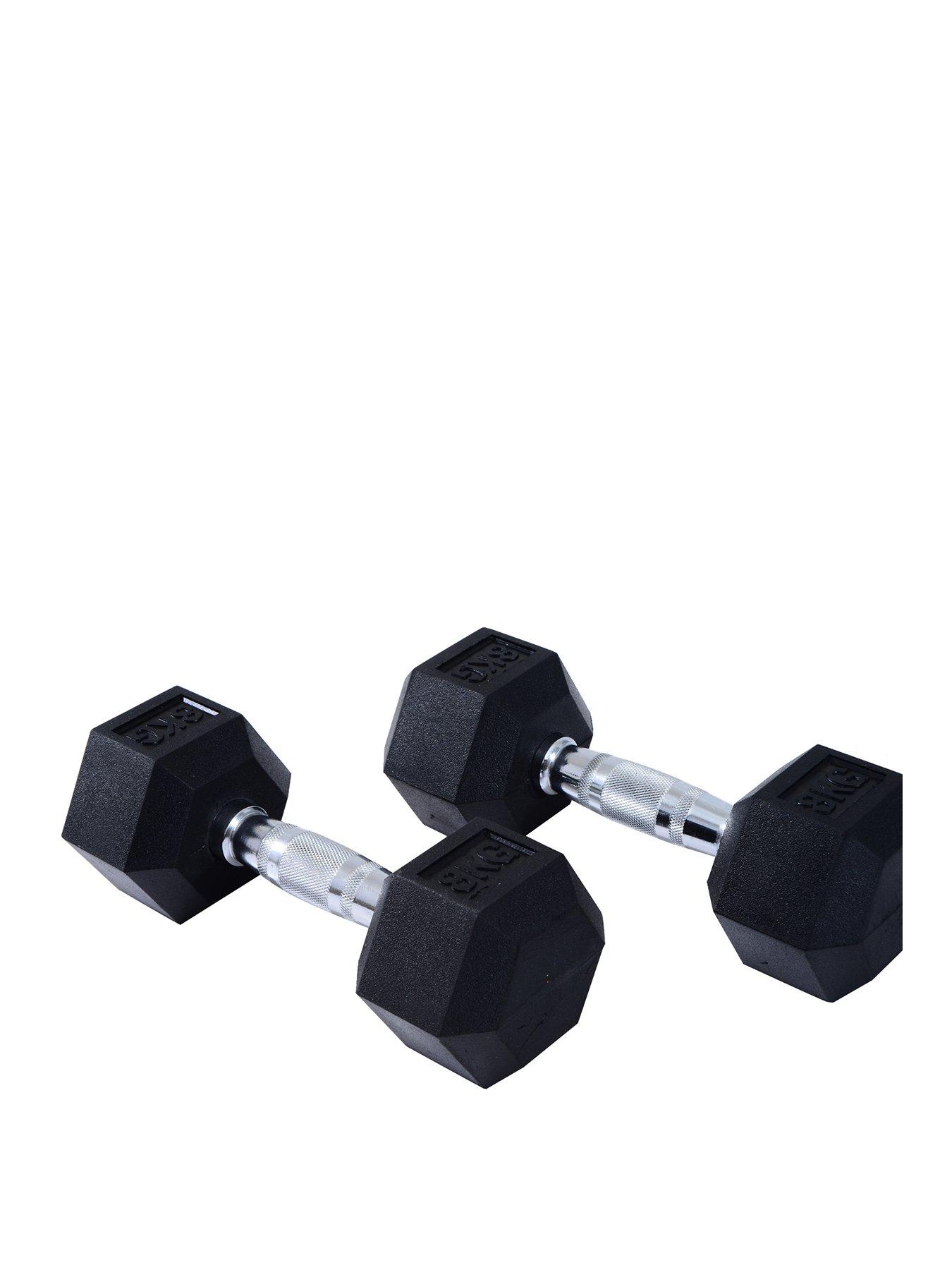 Homcom 2x5kg Rubber Dumbbell Sports Hex Weights Sets Gym Fitness