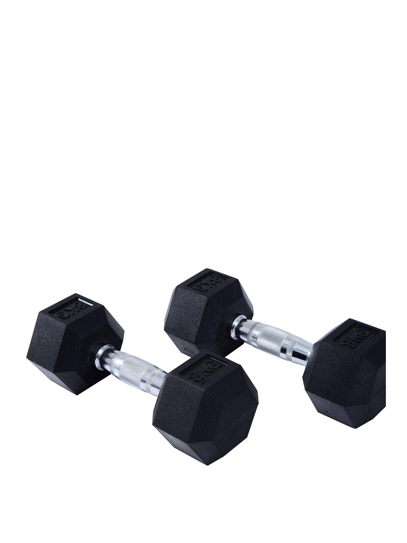 undefined 2 x 5kg Hex Rubber Dumbbells Set