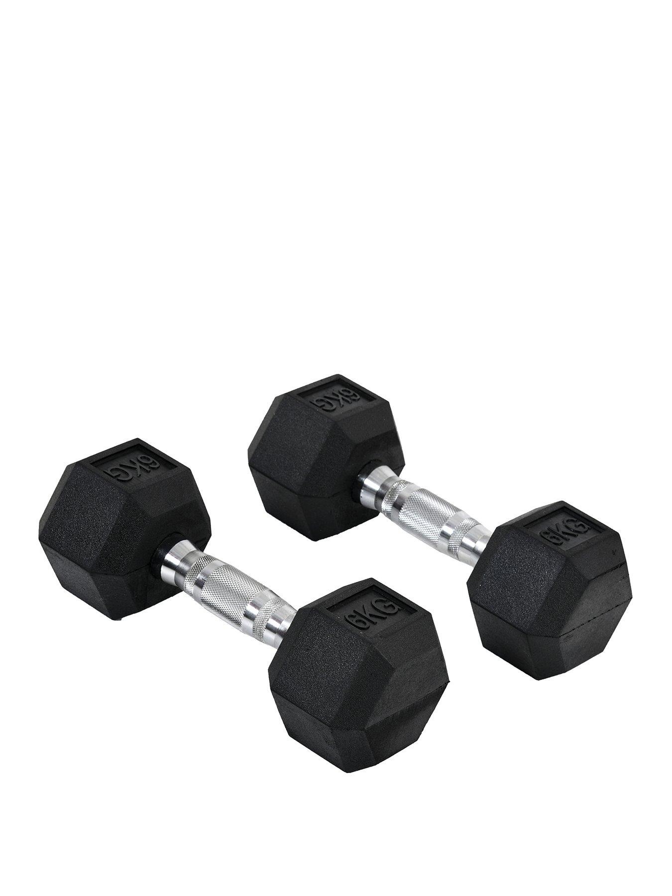 Homcom 2 x 6kg Hex Rubber Dumbbells Set very