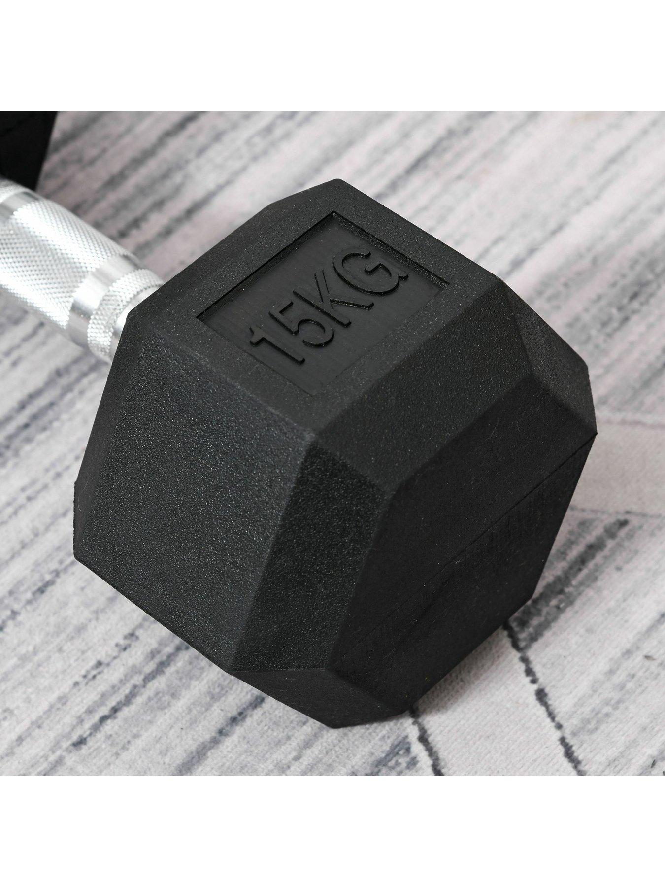 Image 6 of 7 of Homcom 15KG Single Rubber Hex Dumbbell