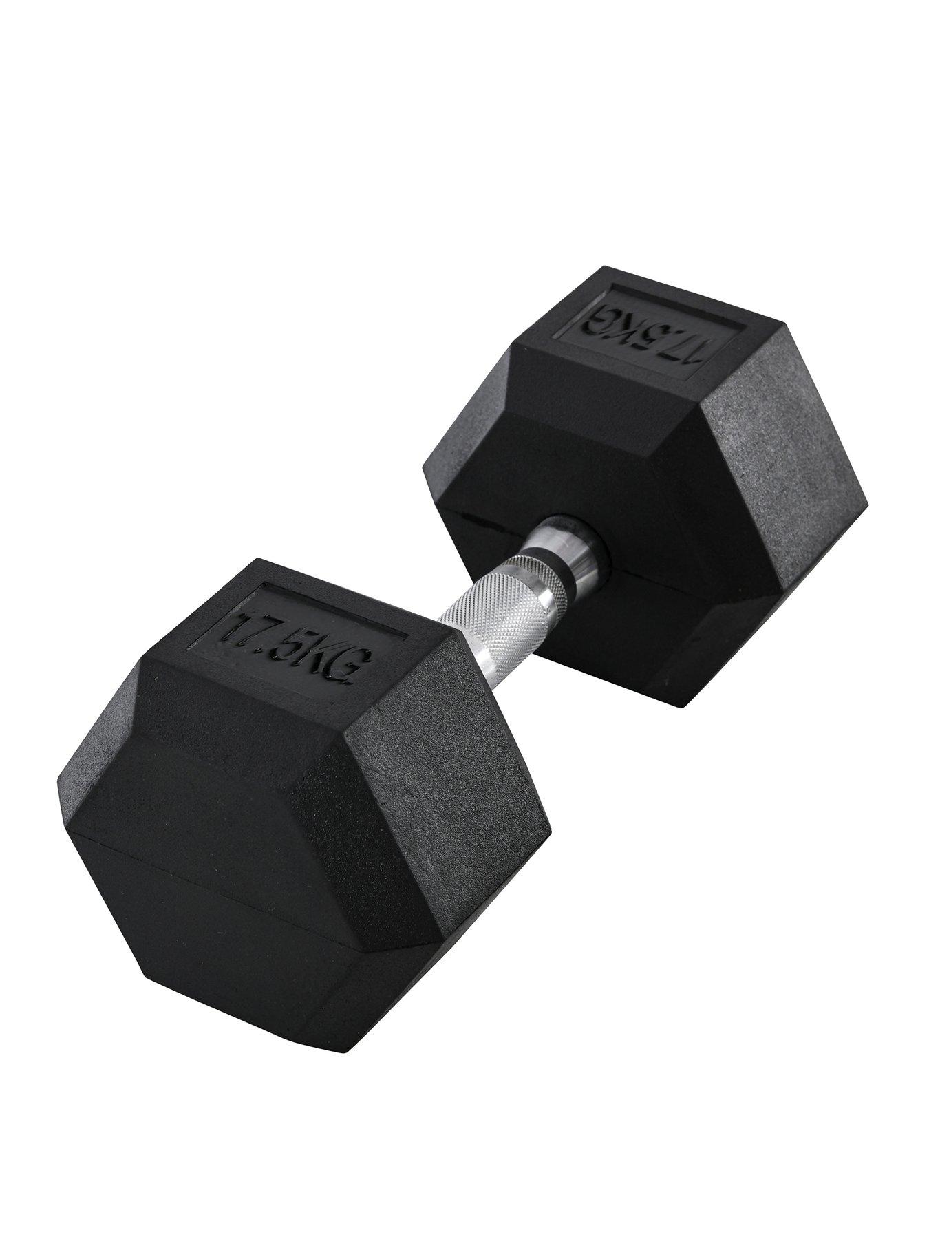 undefined 17.5KG Single Rubber Hex Dumbbell
