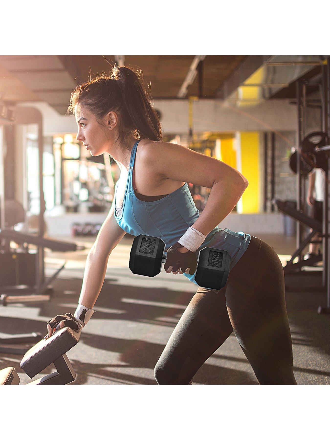 Image 3 of 7 of Homcom 20KG Single Rubber Hex Dumbbell&nbsp;