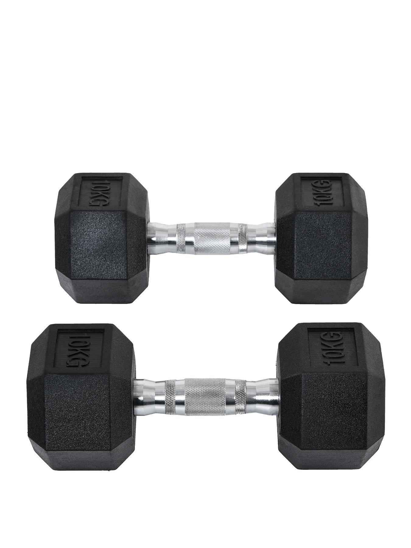 Homcom 2 x 10kg Hex Rubber Dumbbells Set very