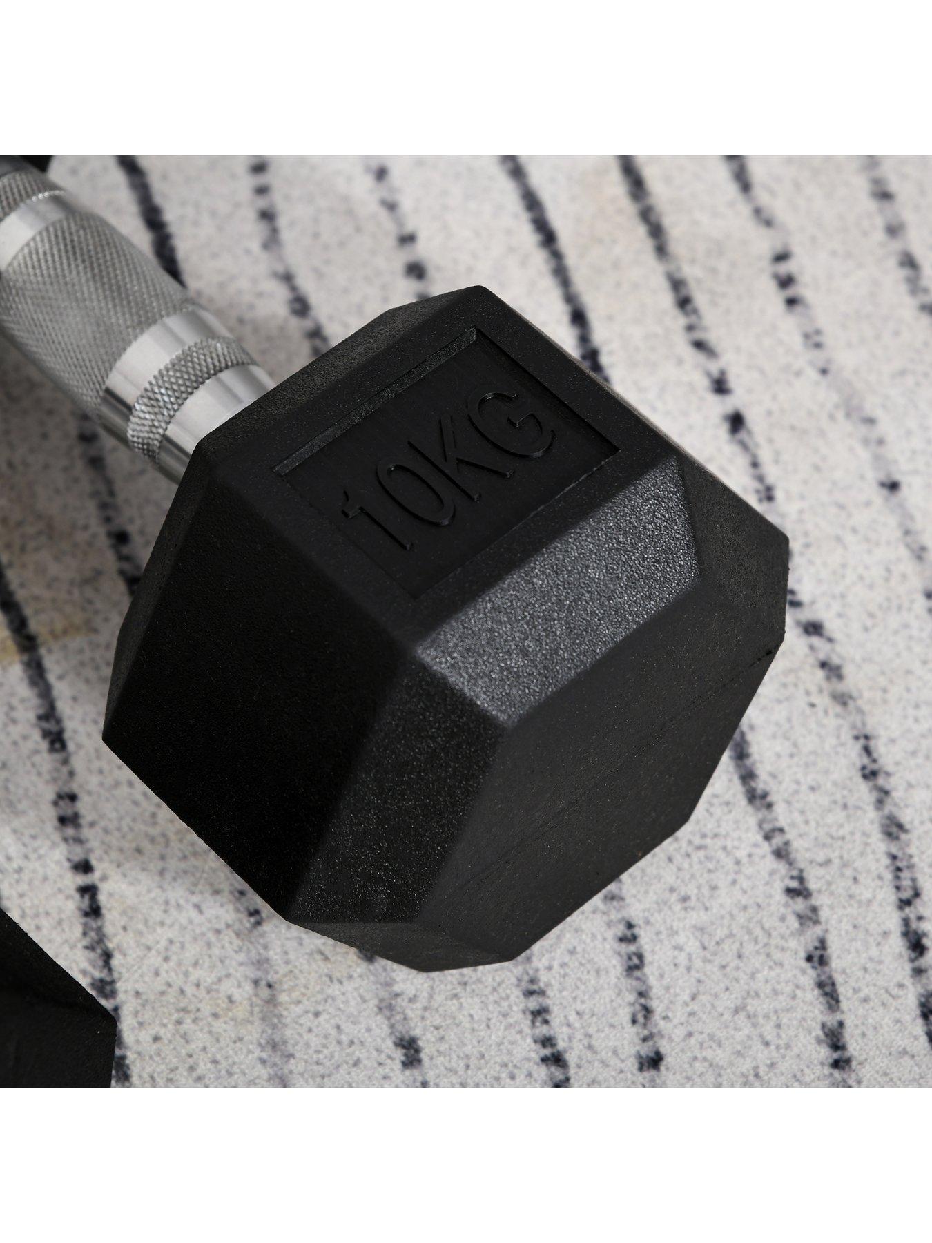 Image 6 of 7 of Homcom 2 x&nbsp;10kg Hex Rubber&nbsp;Dumbbells Set