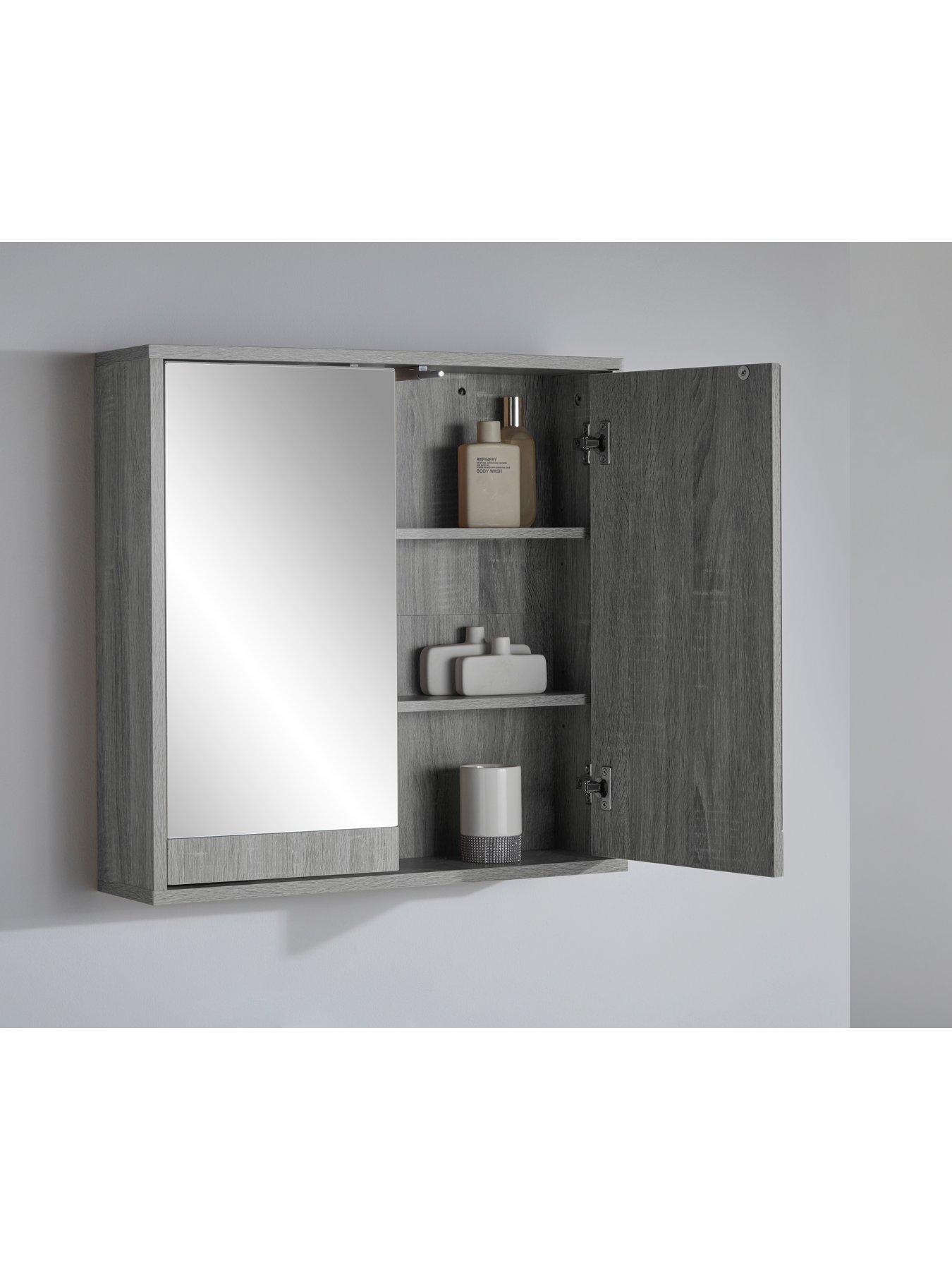 Lloyd Pascal Canyon Grey Mirror Bathroom Wall Cabinet | very.co.uk