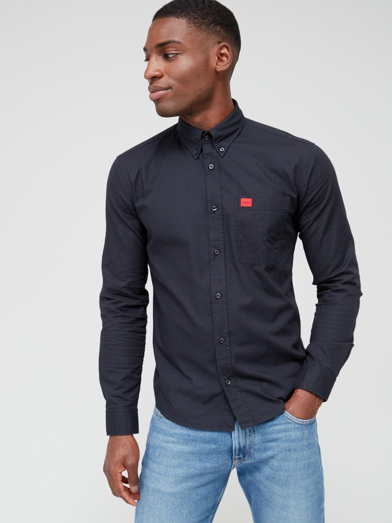 HUGO Evito Slim Fit Long Sleeve Shirt - Black