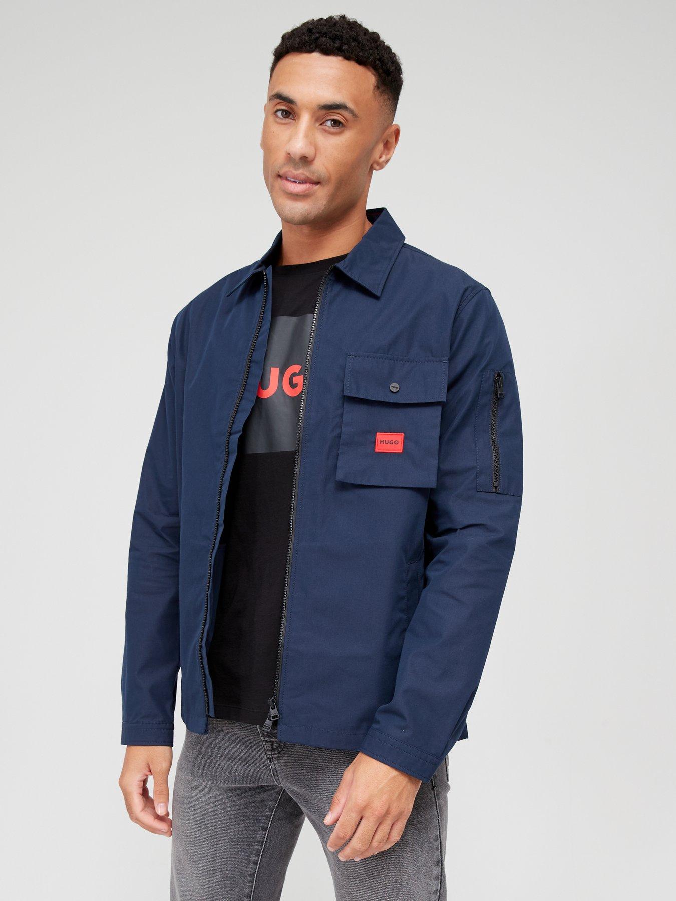 HUGO Emmond Zip Through Overshirt - Navy | Very.co.uk