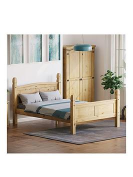 Product photograph of Vida Designs Corona Solid Pine Bed Frame - High Foot End from very.co.uk