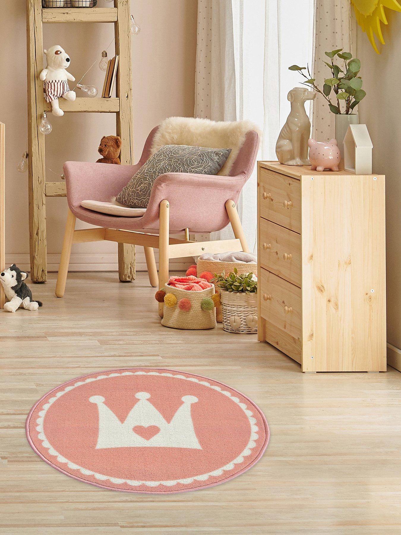 Product photograph of Everyday Small Crown Circle Rug - 67cm - Pink from very.co.uk