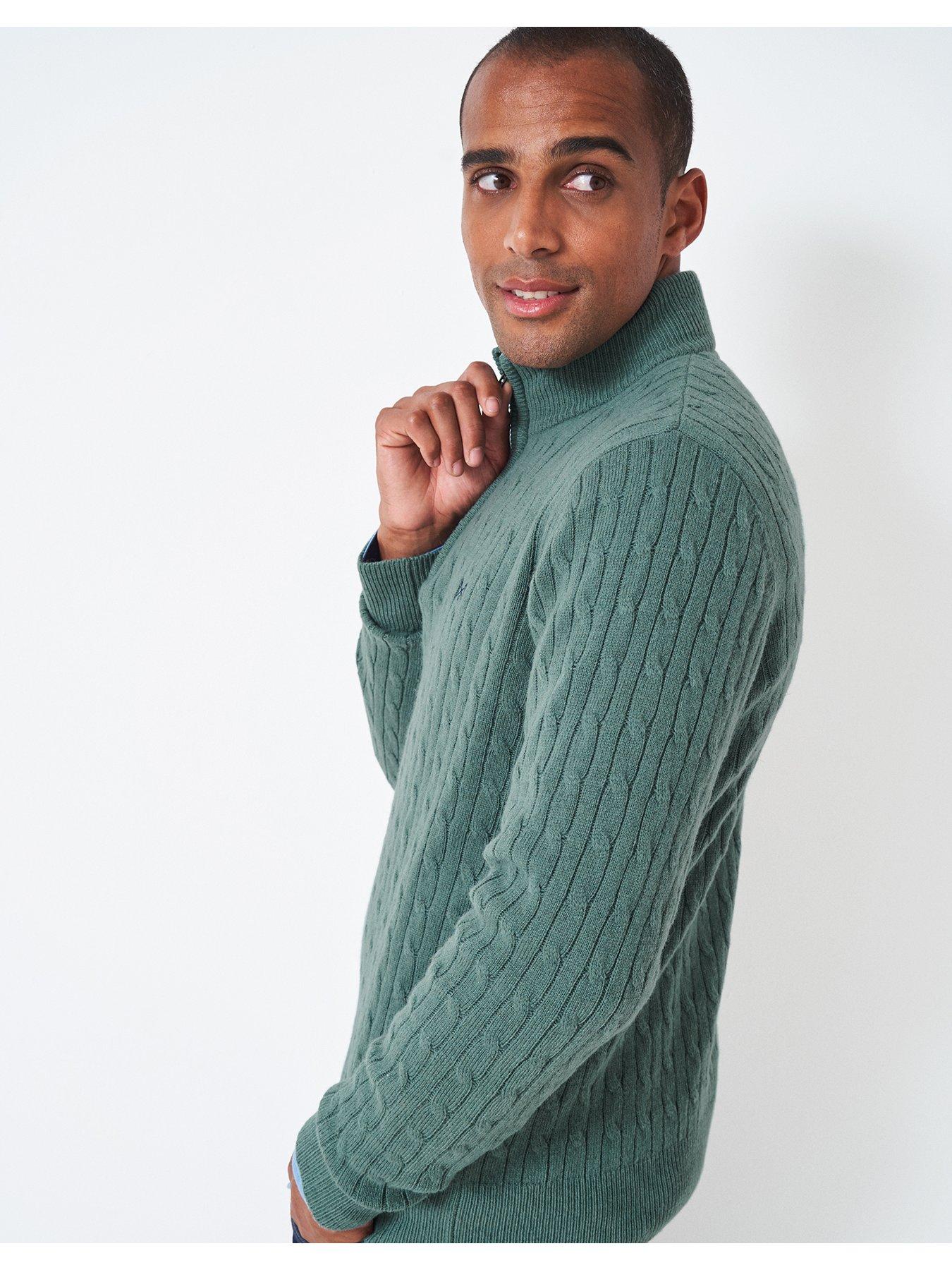 Crew Clothing Lambswool Half Zip Jumper - Khaki | very.co.uk