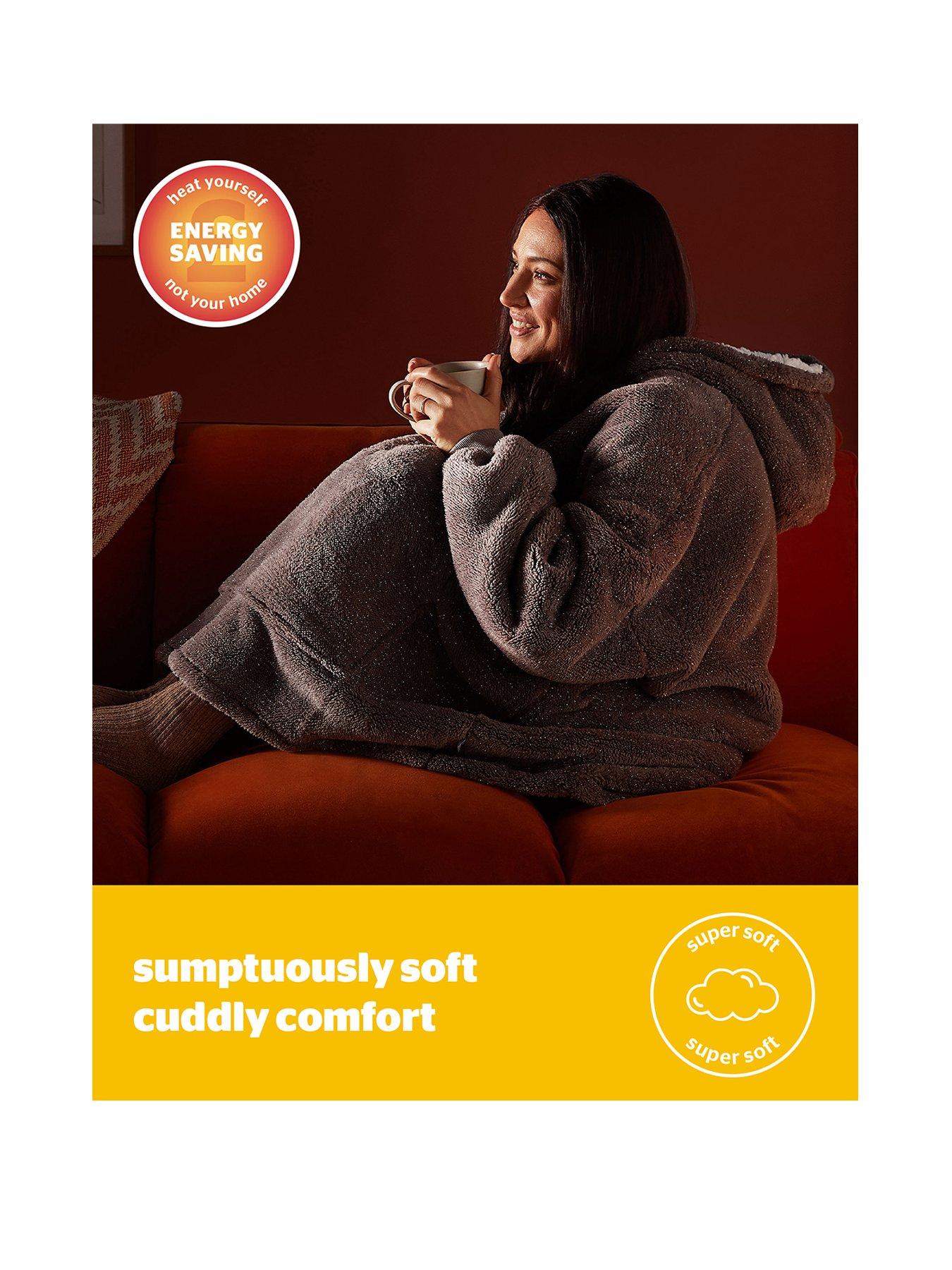 Image 2 of 7 of Silentnight Oversized Glitter Fleece Hoodie - Charcoal