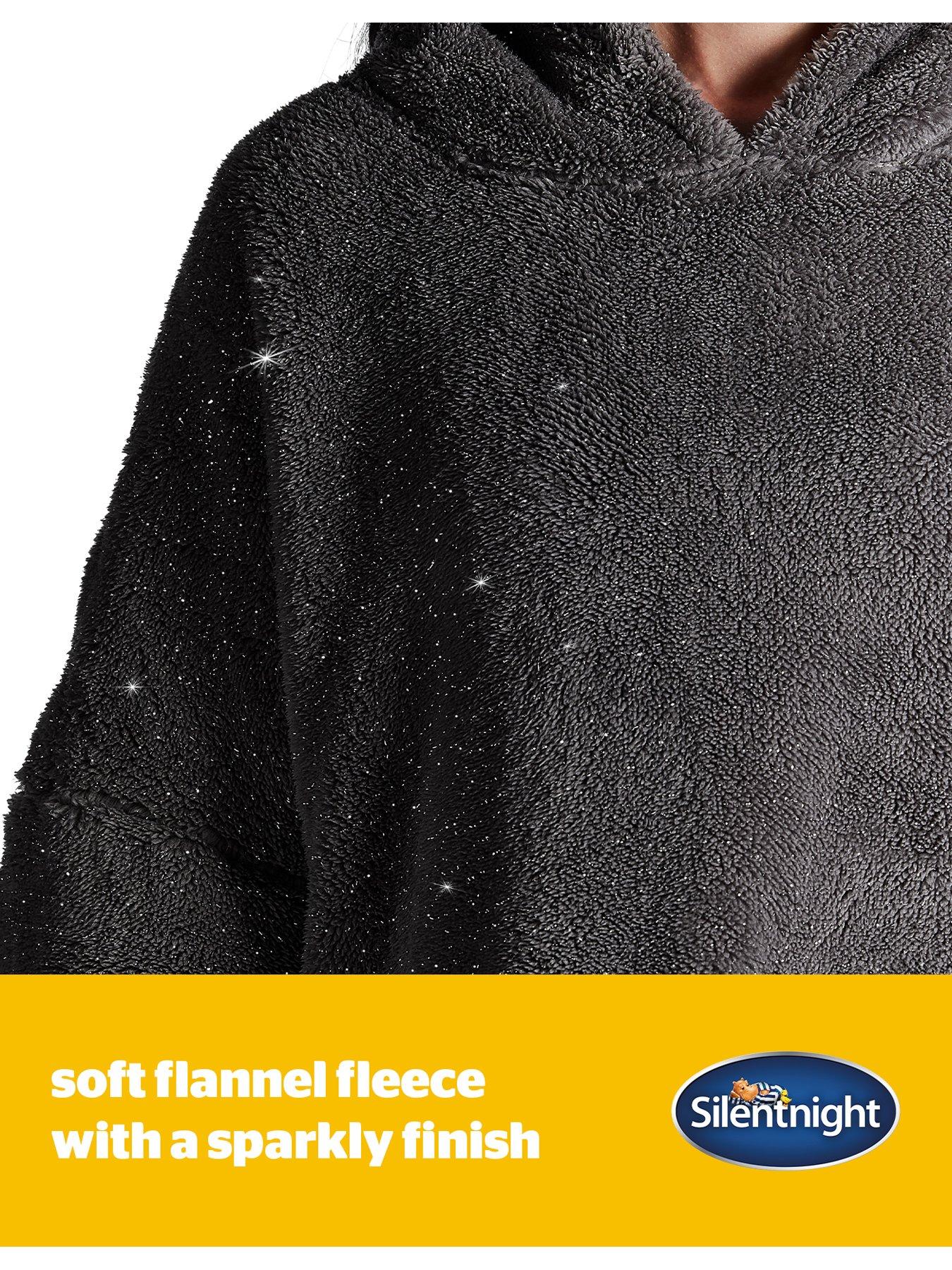 Image 3 of 7 of Silentnight Oversized Glitter Fleece Hoodie - Charcoal