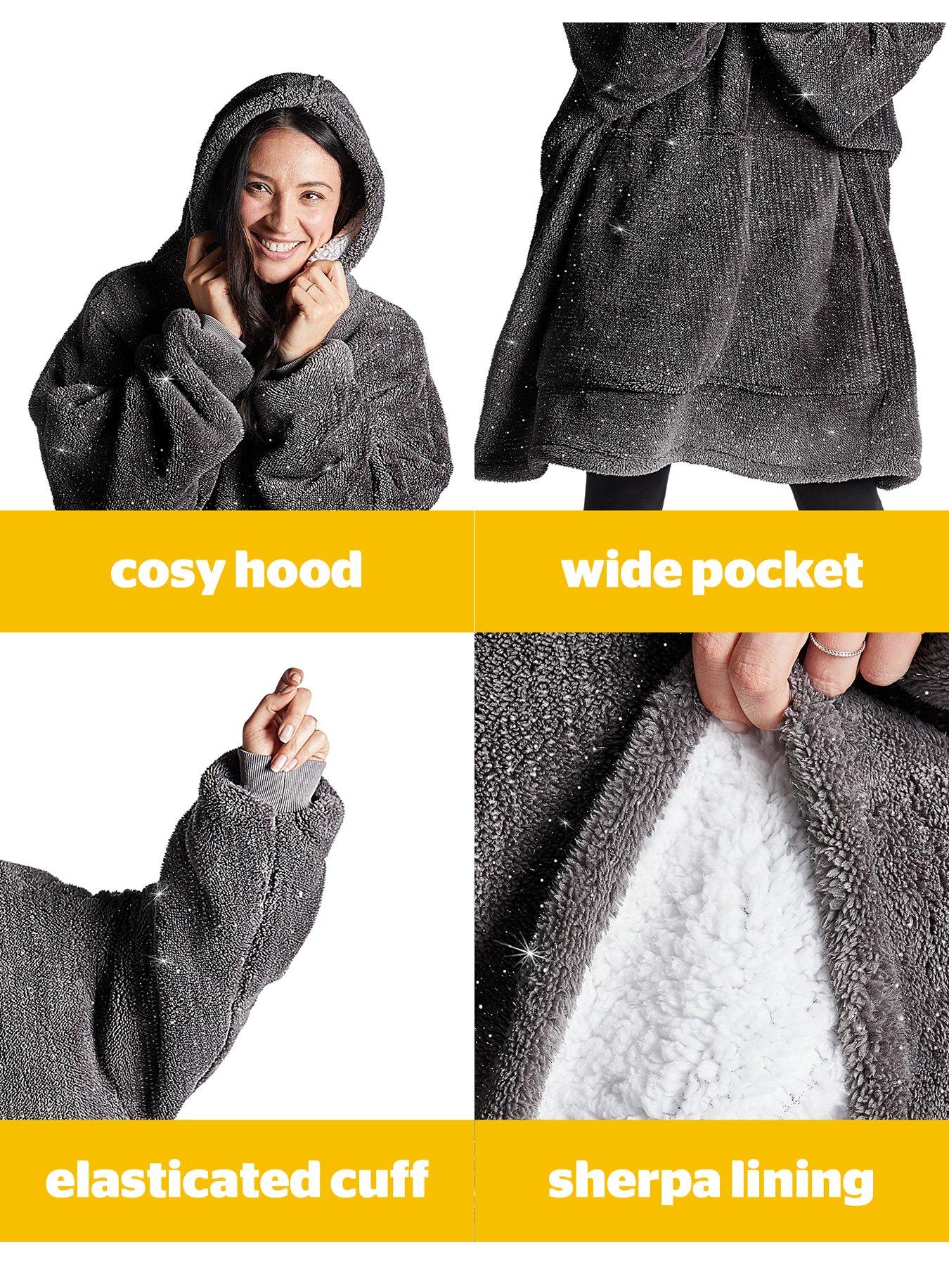 Image 5 of 7 of Silentnight Oversized Glitter Fleece Hoodie - Charcoal