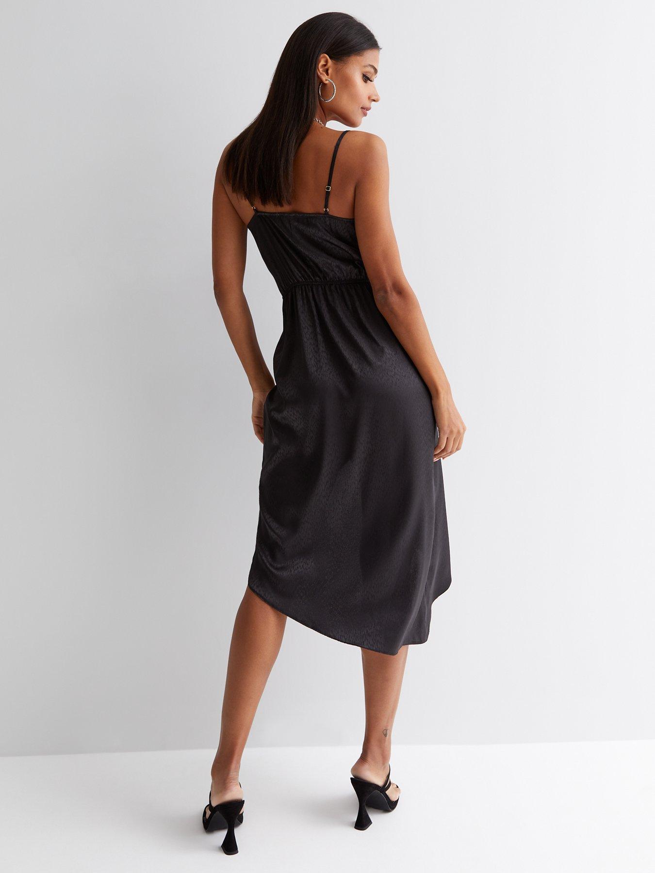 New look black satin dress sale