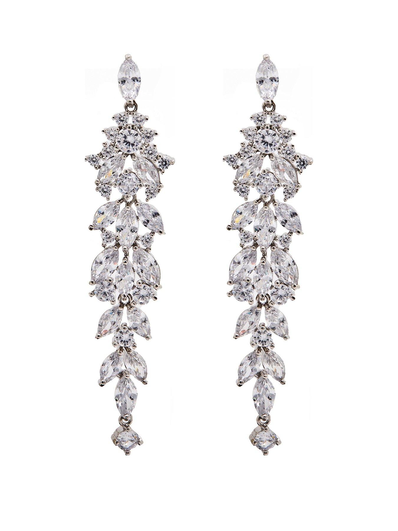 Jon Richard Rhodium Plated Mixed Stone Cubic Zirconia Statement