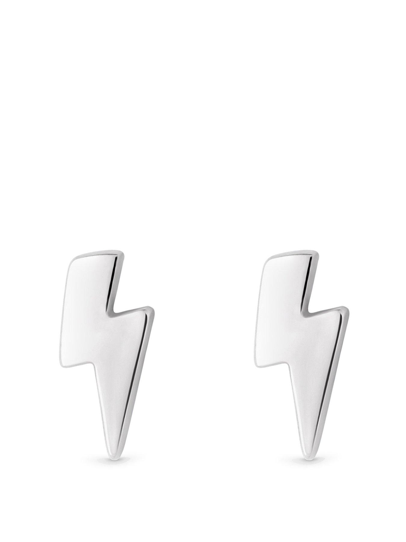 Product photograph of Simply Silver Sterling Silver 925 Polished Lightening Bolt Stud Earrings from very.co.uk