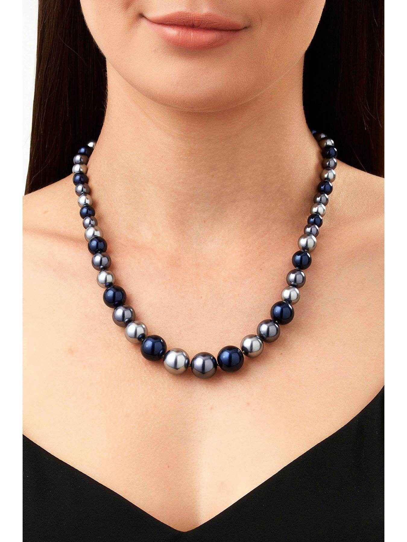 Jon Richard Silver Plated Blue Multi Tone Pearl Magnetic Necklace