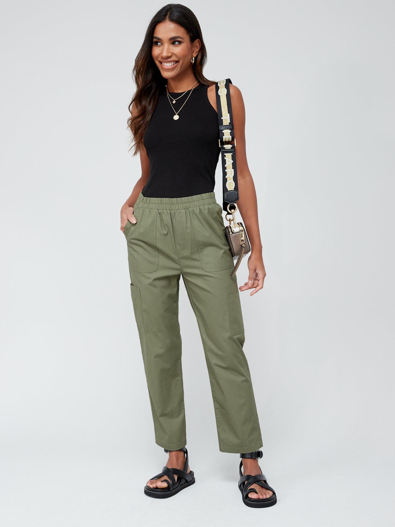 Everyday Pull On Poplin Cargo Trouser - Khaki