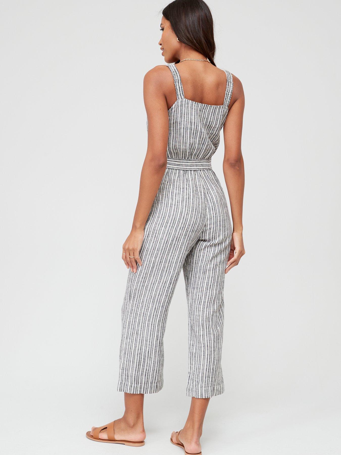 Striped store linen playsuit