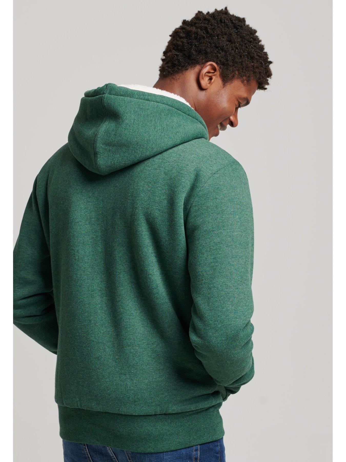 Superdry Borg Lined Zip Thru Hoodie - Green | very.co.uk