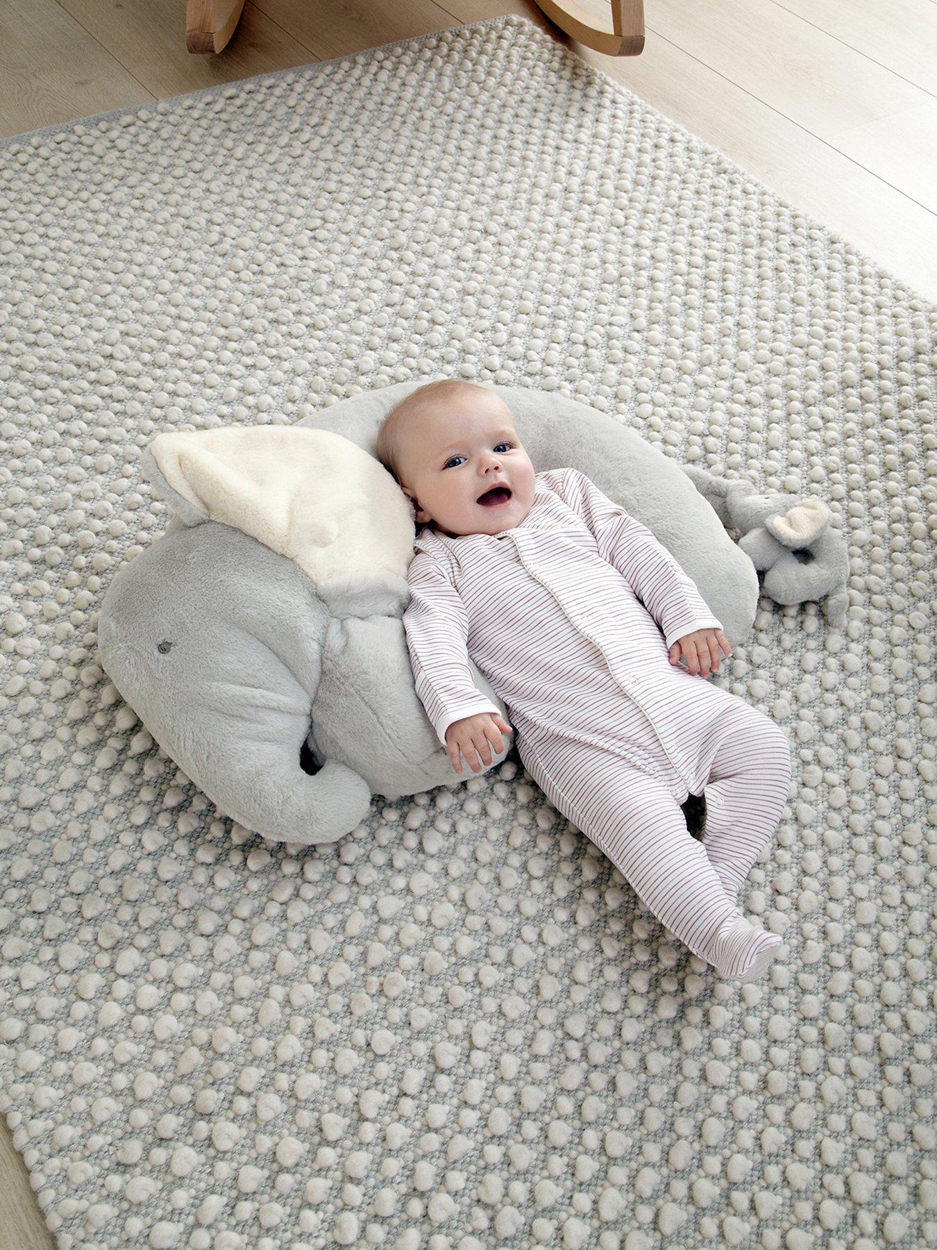 Image 1 of 6 of Mamas & Papas Tummy Time Snugglerug - Elephant &amp; Baby - Grey