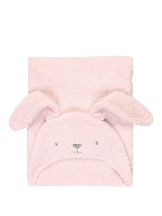 front image of mamas-papas-bunny-hooded-towel-pink