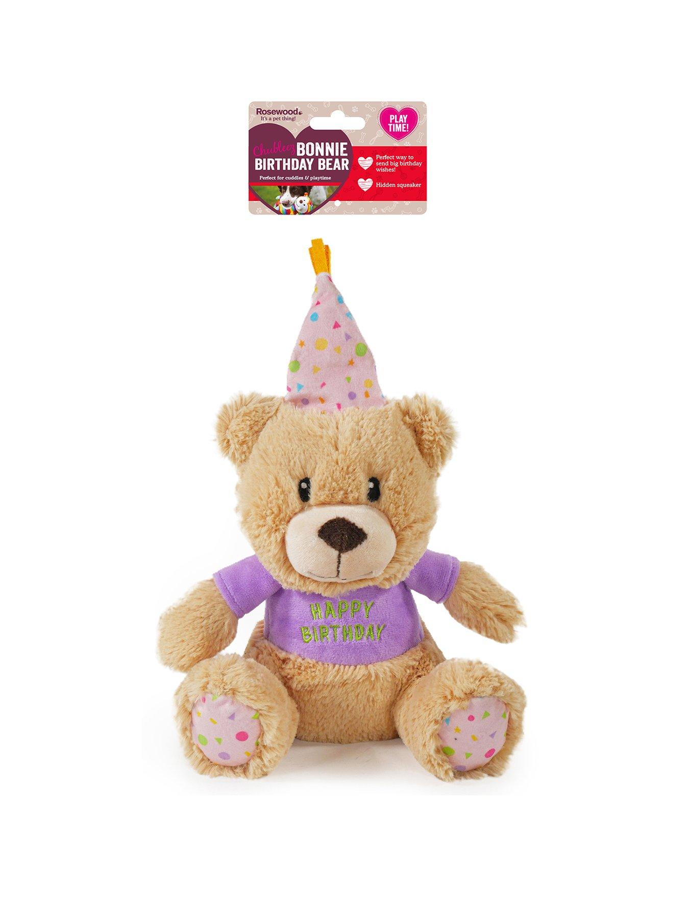 Product photograph of Rosewood Birthday Bear Plush Toy For Dogs from very.co.uk