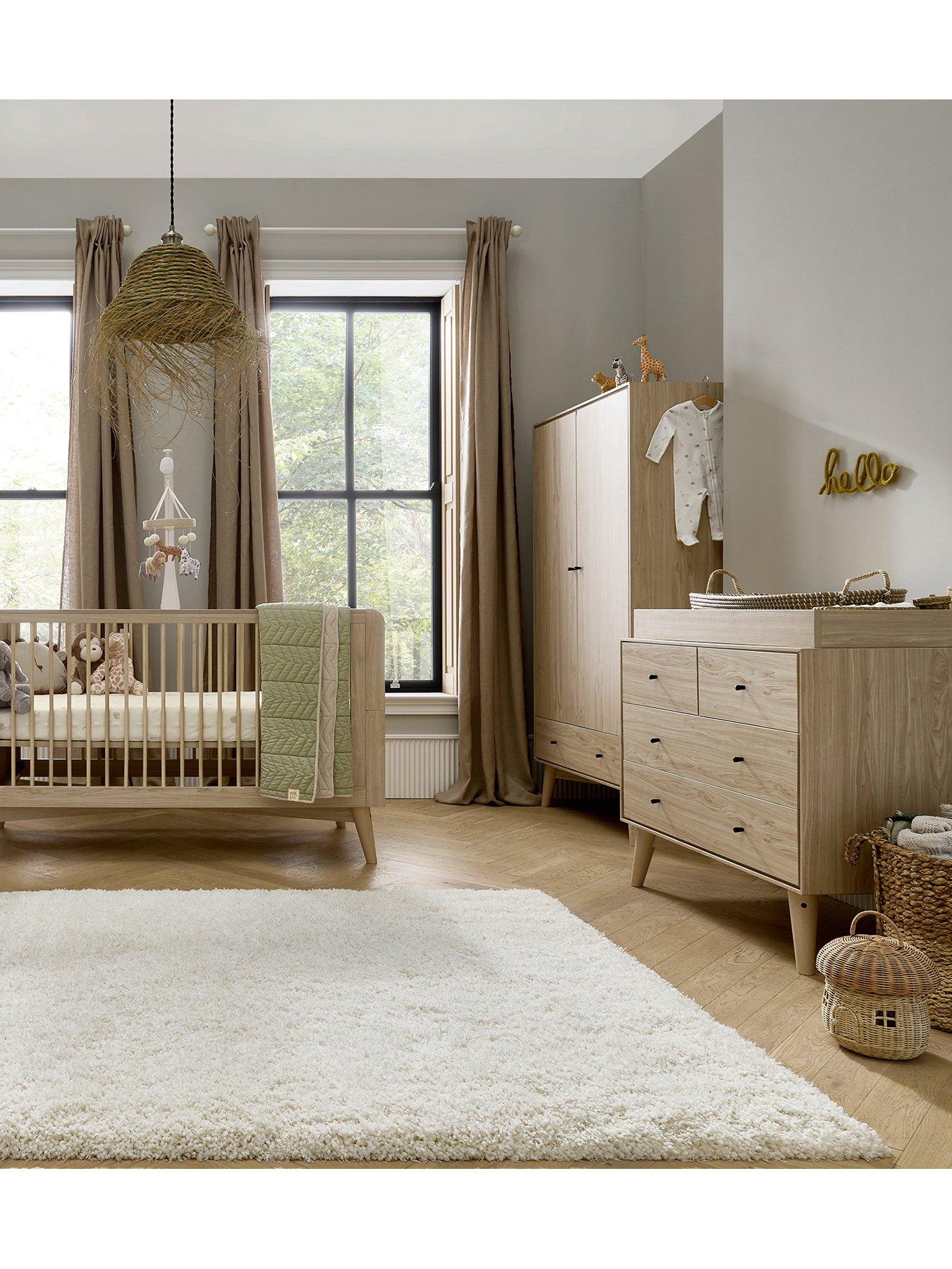 Product photograph of Mamas Papas Coxley 3 Piece Cotbed Range - Natural Olive Green from very.co.uk